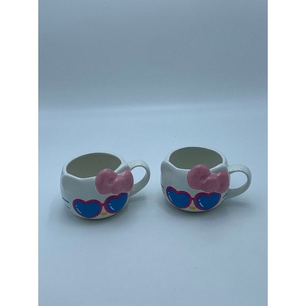 Sanrio Hello Kitty Pink Bow Heart Sunglasses Ceramic Mugs Set of 2 Mugs